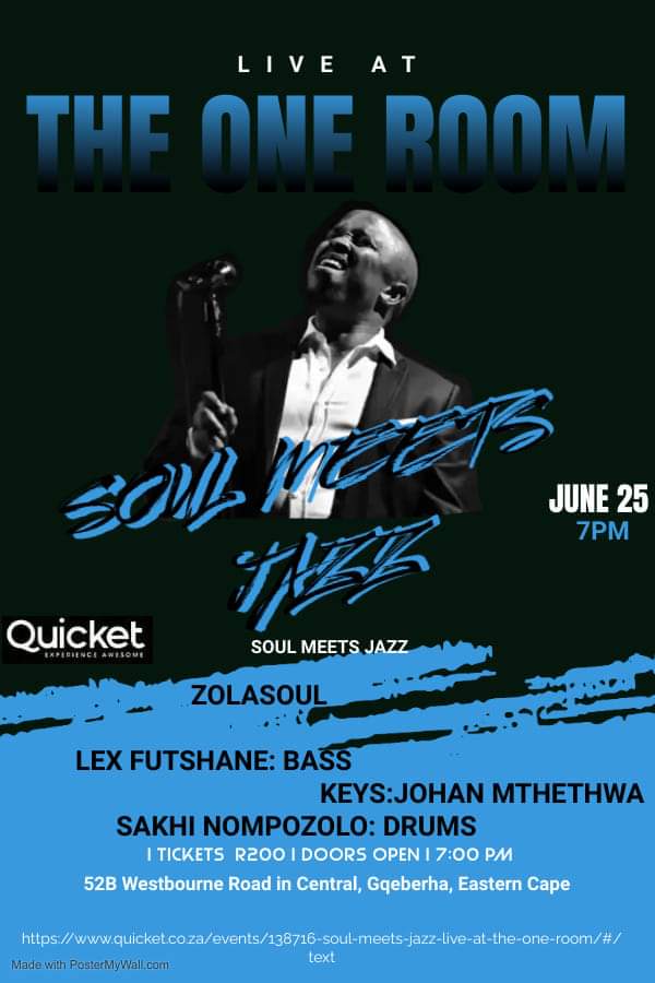 jazzitoutsa's tweet photo. Vocalist @therealzolasoul will be performing at The One Room in Gqeberha on Saturday 25 June. Tickets available @QuicketSA #jazzitoutsa #blog #blogger #blogging https://t.co/Qf66caPxeO