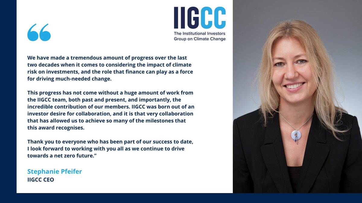 IIGCCnews's tweet photo. 🙌 We are proud to share that IIGCC’s CEO Stephanie Pfeifer has received an OBE for her services to climate finance in Her Majesty the Queen’s Jubilee Birthday Honours List. 

Press release: https://t.co/gw0BsZUdEQ https://t.co/oQhoIBRTxM
