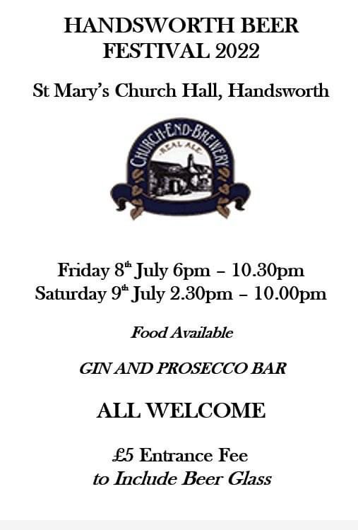 Our Beer Festival returns next month 8th and 9th July in association with <a href="/churchendbeer/">Church End Brewery</a> 🍺🍻