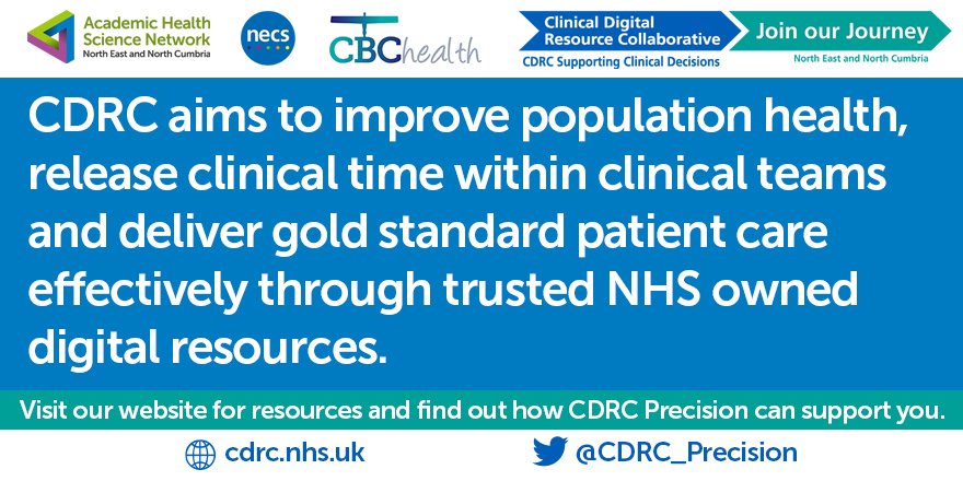 Are you using CDRC resources? We're a collaboration of expert clinicians that develop clinical resources for clinicians for use in #emisweb & #systmone. Resources are free to use and approved by @NHSnecs Get in touch for details of how to access resources nhs.us10.list-manage.com/subscribe?u=13…