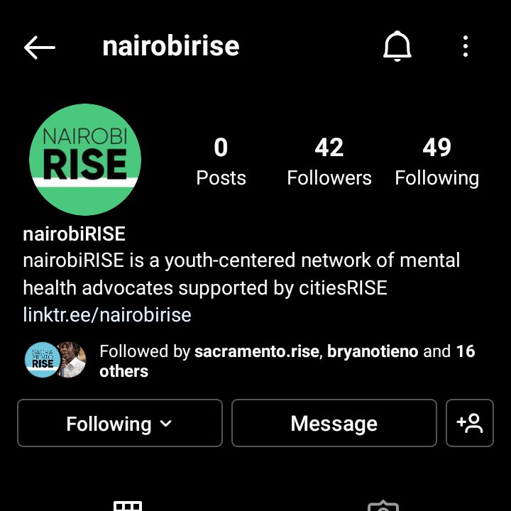 We are happy to have launched nairobiRISE Instagram Handle. A network of young mental health advocates supported by @citiesRISE . We are co designing our content with young people and sharing all their amazing work in Kenya. Please follow us👇 instagram.com/nairobirise?ig…