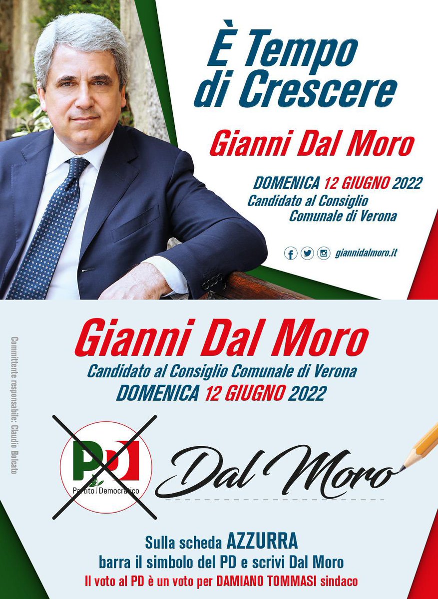 giannidalmoro's tweet photo. È TEMPO DI CRESCERE.
Per il Consiglio Comunale di Verona, sulla 𝘀𝗰𝗵𝗲𝗱𝗮 𝗮𝘇𝘇𝘂𝗿𝗿𝗮, barra il simbolo del PD e scrivi 𝗗𝗮𝗹 𝗠𝗼𝗿𝗼. https://t.co/IVk34J46V8