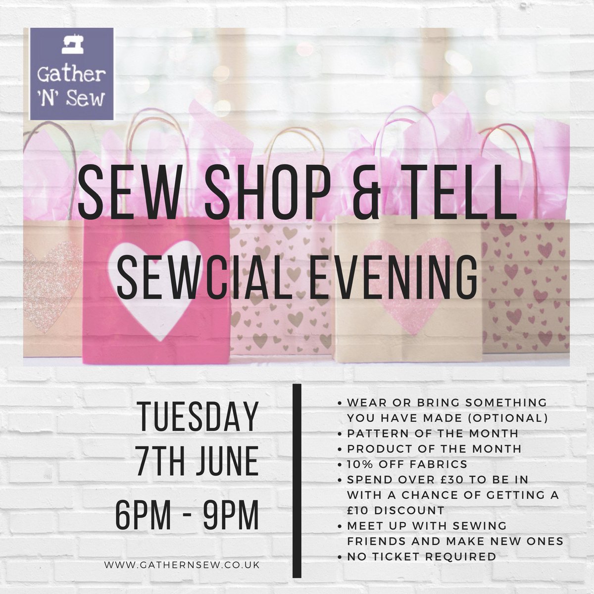 Gather_N_Sew's tweet photo. Lots of fabrics already discounted by at least 20% and 10% off all others!!! Join us for a fun social evening filled with chat, inspiration and shopping. Tuesday 7th June, 6pm to 9pm
#sewshop #sewshopandtell #sewshopandtellbourne #sewcial #sewingevent #fabric #fabricshop https://t.co/3tBudQ5kyR