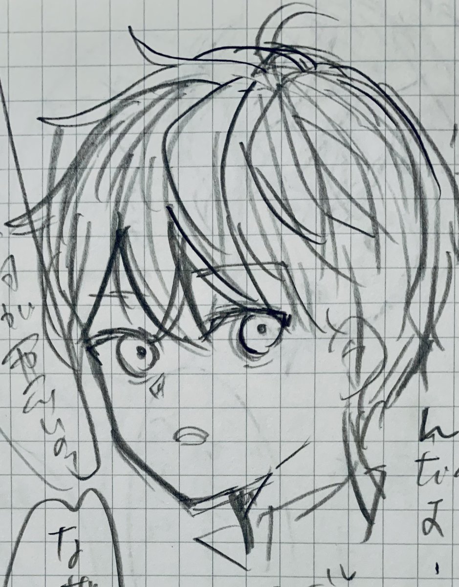 アイデア出しの時に描いたアベル。顔の配置がすごくしっくり来た。 