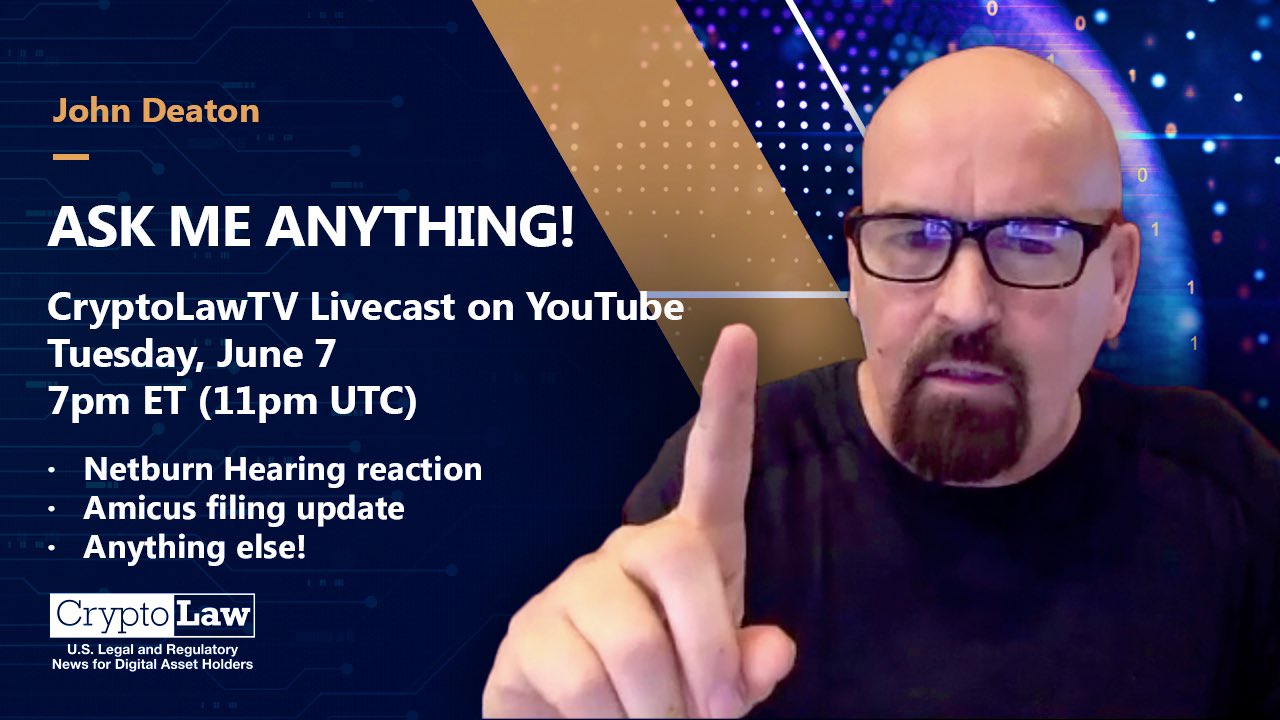 Digital Asset Investor on Twitter "RT CryptoLawUS 🚨John Deaton LIVE