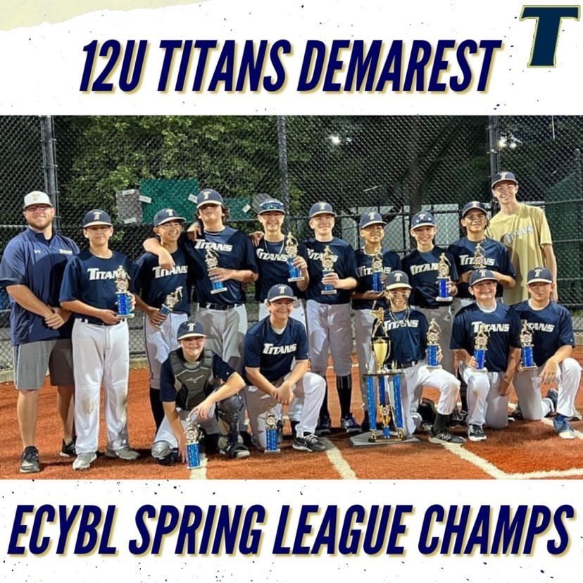 TitansBsb's tweet photo. Congratulations to 12u Titans Demarest on winning the ECYBL Spring League! They were undefeated going 13-0 on the season! @axcessbaseball #TitanNation https://t.co/YPfiSbZnnL