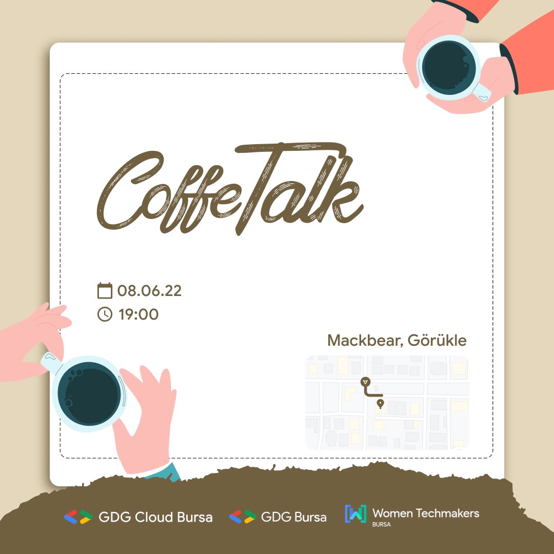 Herkese selamlar 👋🏽

8 Haziran Çarşamba günü
Görükle Mackbear Cafe’de Saat 19:00’da gerçekleştireceğimiz coffee talka hepiniz davetlisiniz🥳

Sizlerle tanışmak ve sohbet etmek için sabırsızlanıyor, 8 Haziran Çarşamba gününü heyecanla bekliyoruz!!
Görüşmek üzere🎉🤩