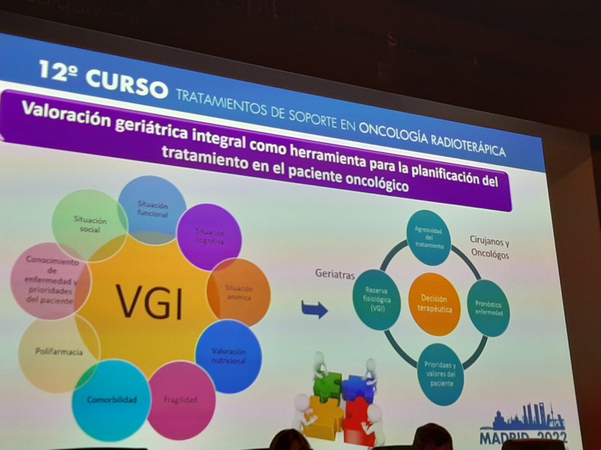 MarinaMGDM1's tweet photo. 🎯 Hoy en el 12° curso de Tratamientos de soporte en #oncologiaradioterapica se explica la necesidad de una VGI como herramienta para la planificación del tratamiento oncológico en #pacientegeriátrico 
@SEOR_ESP @GeriatriaLaPaz https://t.co/qqOZAvKZ03