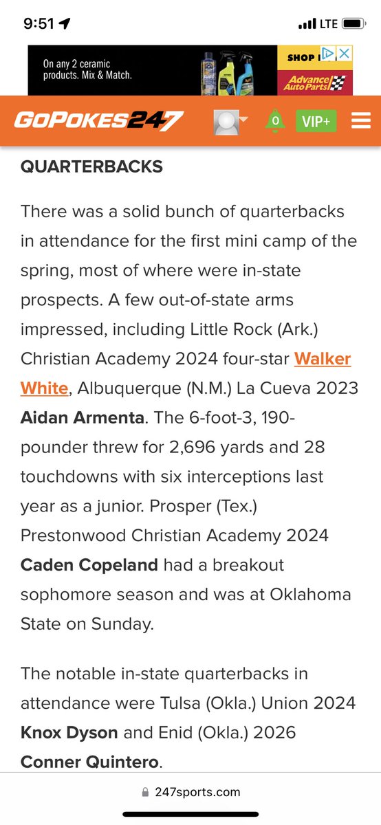 Thank you for highlighting me @CodyNagel247. Enjoyed working with @CoachTimRattay @CoachBeauTrahan! @LaCuevaFootball 247sports.com/college/oklaho…