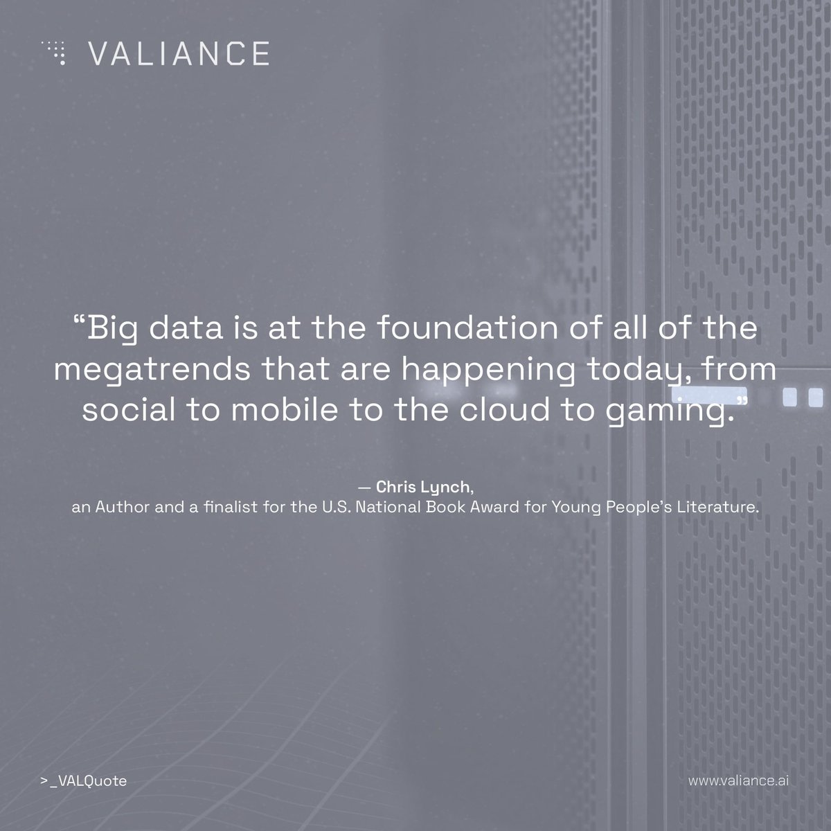 valianceai's tweet photo. Here is an insight about Big Data from Chris Lynch to end your Monday #VALQuote https://t.co/aYfQl6rRoW
