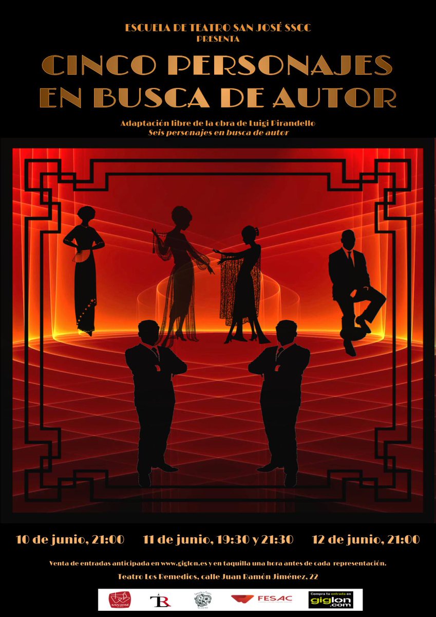 Cinco personajes en busca de autor, una adaptación de L. Pirandello 

📅 10/06  ⏰ 21:00h
📅 11/06 ⏰  19:30h y 21:30h
📅 12/06 ⏰ 21:00h
🎟  giglon.com/evento/cinco-p…

#teatroamateur #personajesscc #teatroensevilla