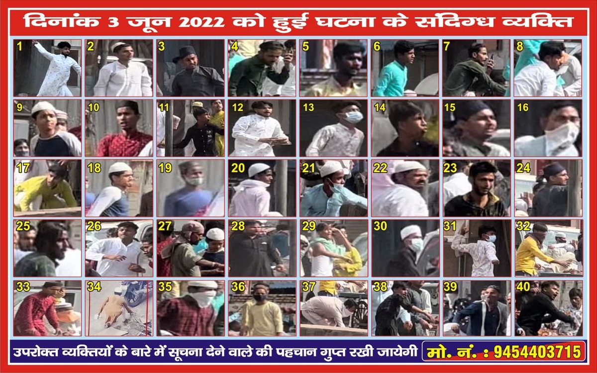 BhaiiSamrat's tweet photo. UP Police releases pictures of 40 Stone Pelters involved in #Kanpur Violence https://t.co/N97kE0GLyR