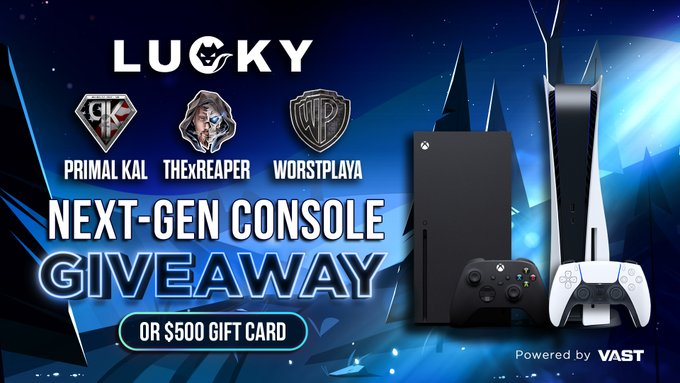 offer1hub's tweet photo. We figured we would give one of these away, want to win? Follow the instructions below, go!

 🎉 Next-Gen Console or $500 gift card!
🏷️  Tag Your Friends
🔁  Retweet, Like &amp; Follow @VastGG
 + @LuckyShotsMIX

#NFTgiveways #Giveaway 

Click Here To Enter:
https://t.co/8N3gXGIWIh https://t.co/8O7s2bVWqr