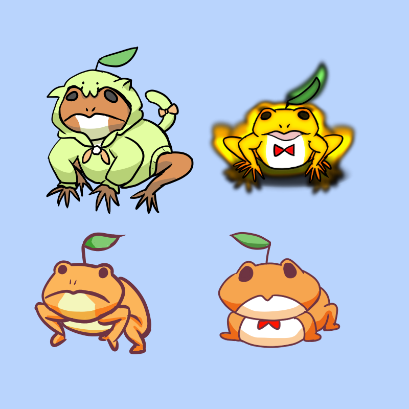 モウドクフキヤガエルのミカエルちゃん🐸 今まで描いた分。これで全部