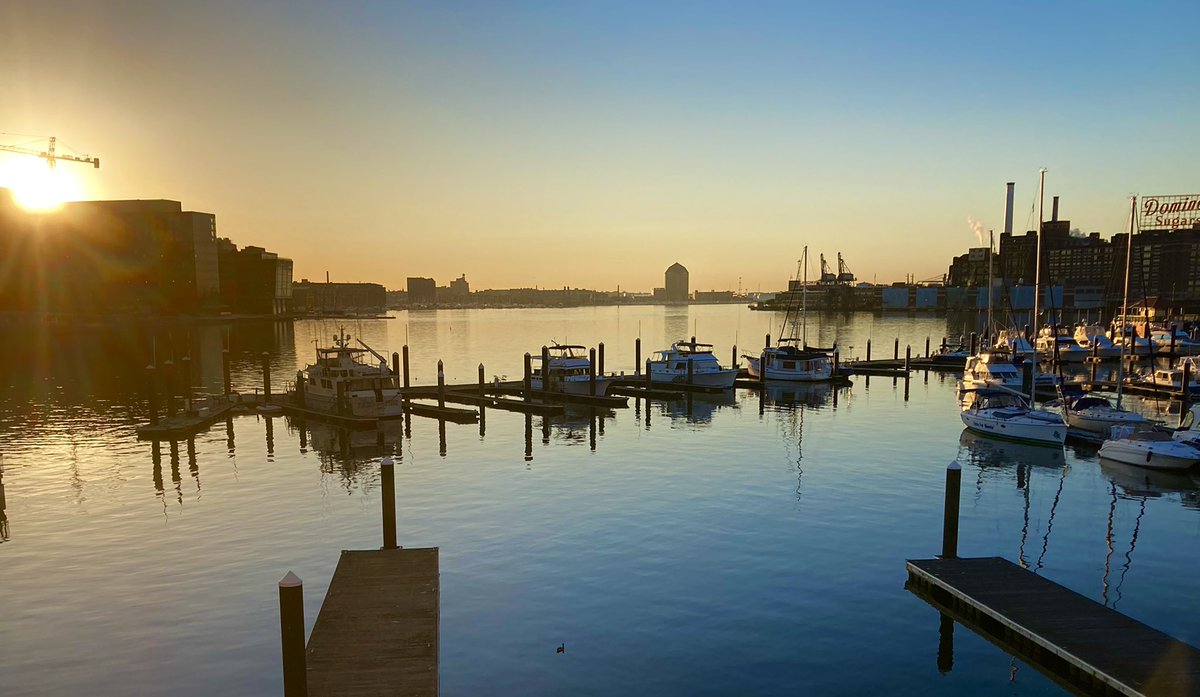 Monday morning sunrise  over Baltimore’s harbor - wishing all a brilliant and productive week.  ☀️🖤💛 #Baltimore  #mondaythoughts #AccountabilityNow