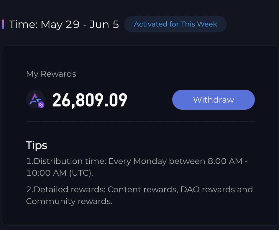 🌞Last week's $APOT #rewards have been distributed to your ApolloFi account🎉

Please remember to withdraw your rewards 💪

💰2 Ways to win more $APOT
1️⃣ Create posts 
2️⃣ Invite friends 

Win more rewards➡app.apollofi.xyz 
#socialtoearn #NFTs #Web3