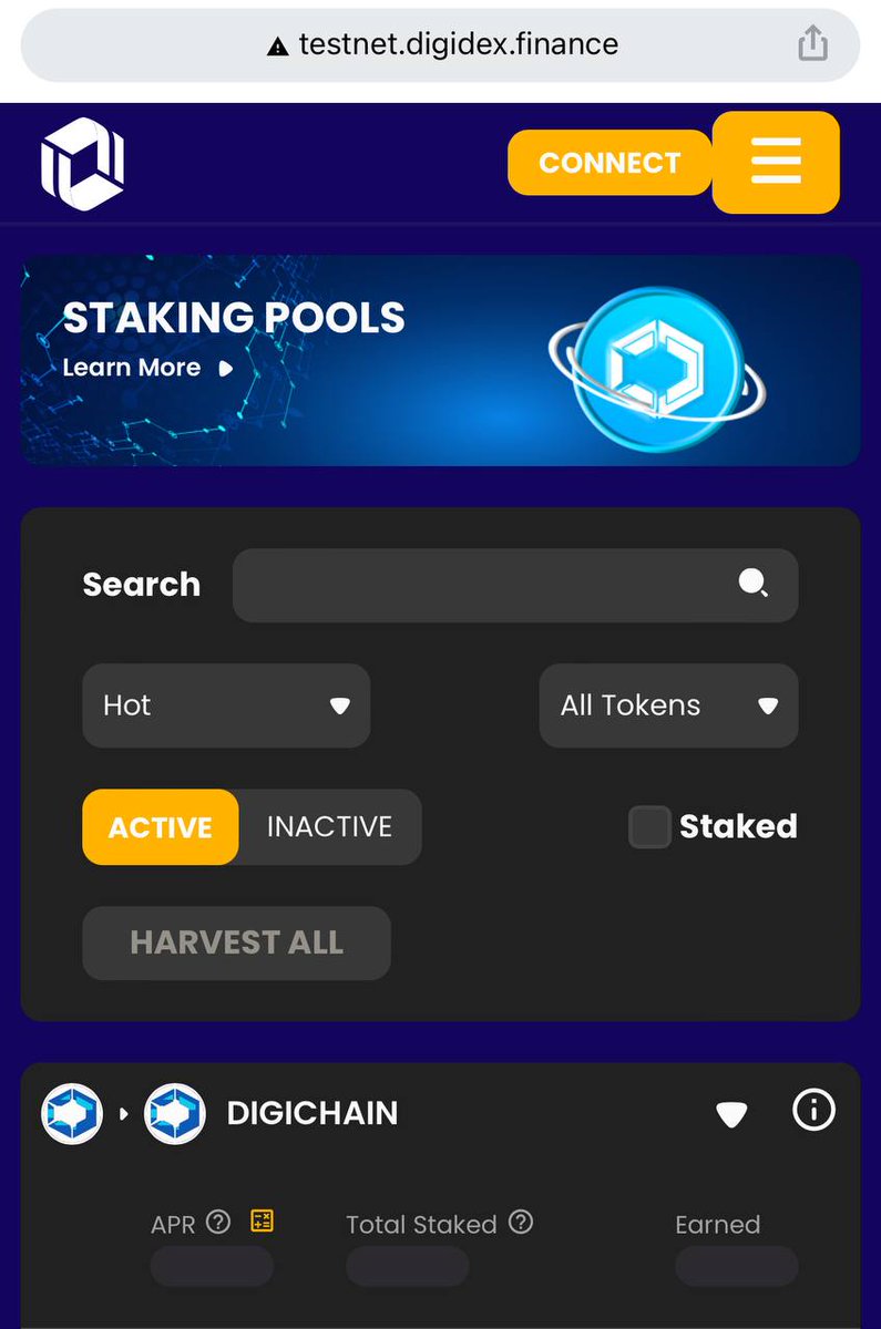 DIGIDEX testnet has been published you can directly access to 

testnet.digidex.finance/pools

And soon we will activate the staking feature (Wait for further info)

INFORMATION: Do not make transactions on TESTNET, we are not responsible if there is a loss of your assets.