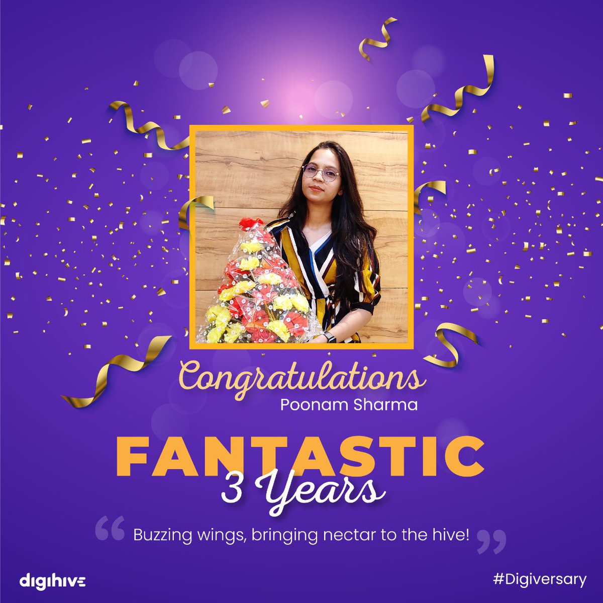 DigihiveLtd's tweet photo. Success never comes in a day; it comes with time and hard work, and you are an example of that.

Thank you for buzzing your wings from last 3 years! Here’s to many years to come.
#digihive #3rdanniversary #milestone https://t.co/bhL0ycuRL7