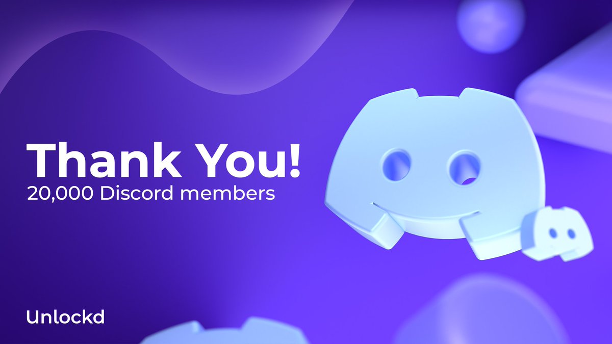 gm frens! ☀️

Today is a happy day, as we are now over 20,000 members on our Discord server.

Thank you all for supporting Unlockd and being part of this vibrant community! 🔓💜