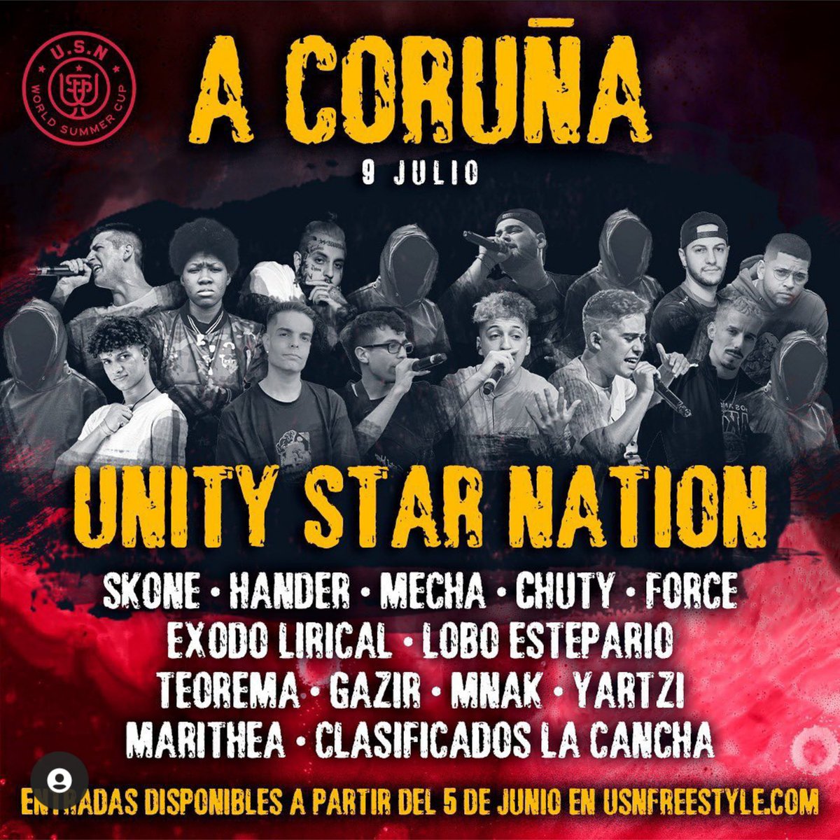 BuenaCalleMedia's tweet photo. La #usnworldsummercup presenta su cartel para #galicia

📅➡️ Sábado 9 de Julio
📍➡️ #acoruña
ℹ️🎫➡️ https://t.co/e3r6LfRtLQ

#coruña #lacoruña @SkoneBigFish #mecha @chutyvk #force #lobosiberiano   #teorema #gazir #mnak #exodolirical #marithea #yartzi #hander @entresdosunocom https://t.co/kiVgaiDBUj