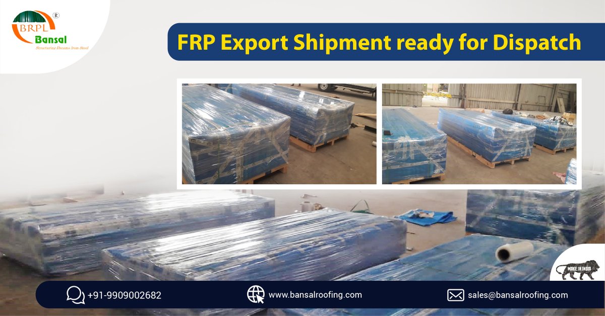 BANSALROOFINGPL's tweet image. Elite quality FRP export shipment ready for dispatch by Bansal Roofing Products Limited 
Our FRP sheets are sturdy, durable and are delivered right on time.

Connect us on +91-9909002682 or visit bansalroofing.com 

#frpsheets #sheetsexport #exportshipment #bansal