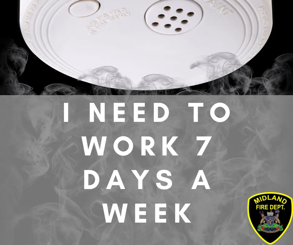 MidlandFire's tweet photo. #Mondays happen every week, your alarms know this too...Test and make sure they are working, they need to be there for your #7DaysAWeek
#FireSafeMidland #WorkingAlarmsSaveLives https://t.co/Vughe1UTrp