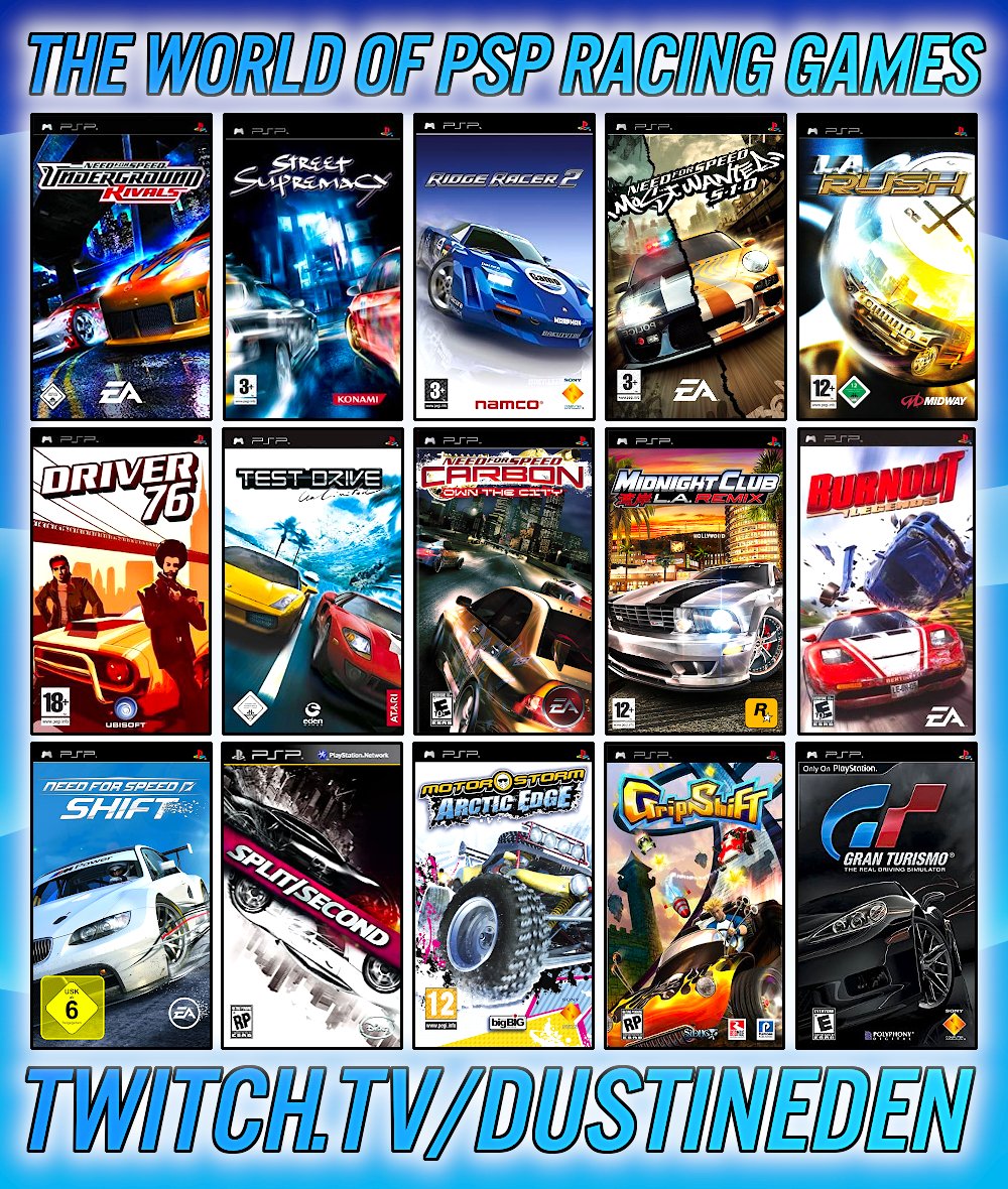 hektar valgfri orientering DustinEden on Twitter: "And here it is! The full list of PSP Racing Games I  will be covering for my next documentary! I will be playing each game in  the order shown (