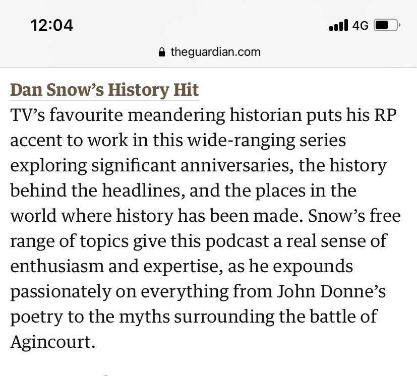 Lovely lil review in The Guardian for the pod! @thehistoryguy