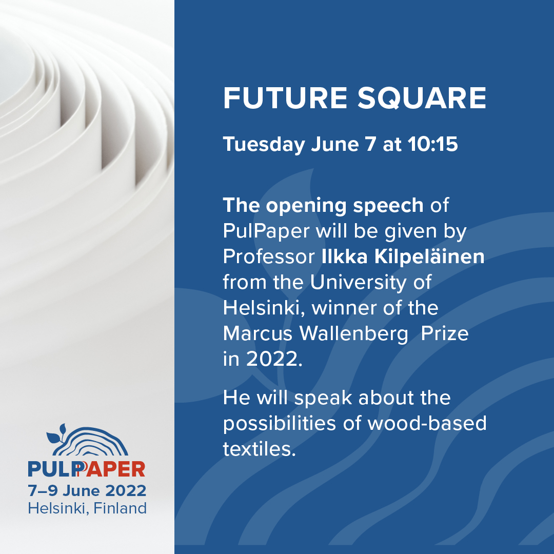 PulpAndBeyond's tweet photo. Welcome to PulPaper from 7th to 9th June. Open on Tuesday 7th June from 9 am to 5 pm. The opening speech is given by professor Ilkka Kilpeläinen about the possibilities of wood based textiles. New textiles is also one of the themes of PulPaper Conference  https://t.co/thYoEam9DV https://t.co/66w1tzFJkk