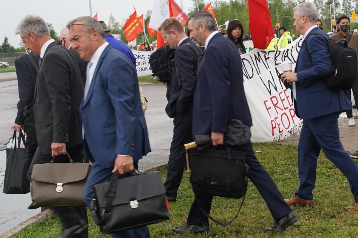 PBIcanada's tweet photo. What countries were at the #CANSEC2022 arms show in Ottawa last week? CADSI says 55 international delegations were present. Colombia, Mexico, Argentina, Bahrain, Chile, Kuwait, Peru and Saudi Arabia have previously attended. More at https://t.co/iuNxKzet3H #RightsNotRepression https://t.co/vlYFrW8nYr
