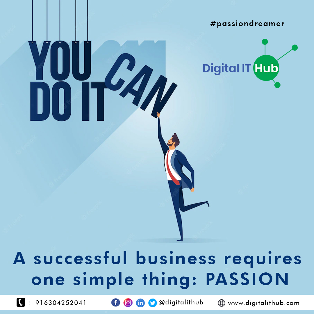 digitalithub's tweet photo. Passion.....A successful business requires one simple thing: passion. 
"There is no passion to be found in settling for a life that is less than what you are capable of living."
Reach us at https://t.co/b0lWlRnqKI
#doitwithpassion #focused #enthusiastic  #project #réalization https://t.co/5gArylH2bh