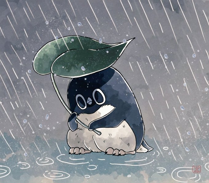 【☔】
雨の日のアデリーペンギン。梅雨入りだ〜!☔💧💧
#アデリーペンギン 