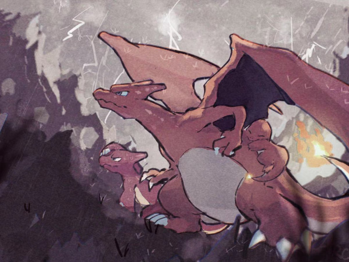 charizard no humans pokemon (creature) claws flame-tipped tail fire closed mouth solo  illustration images