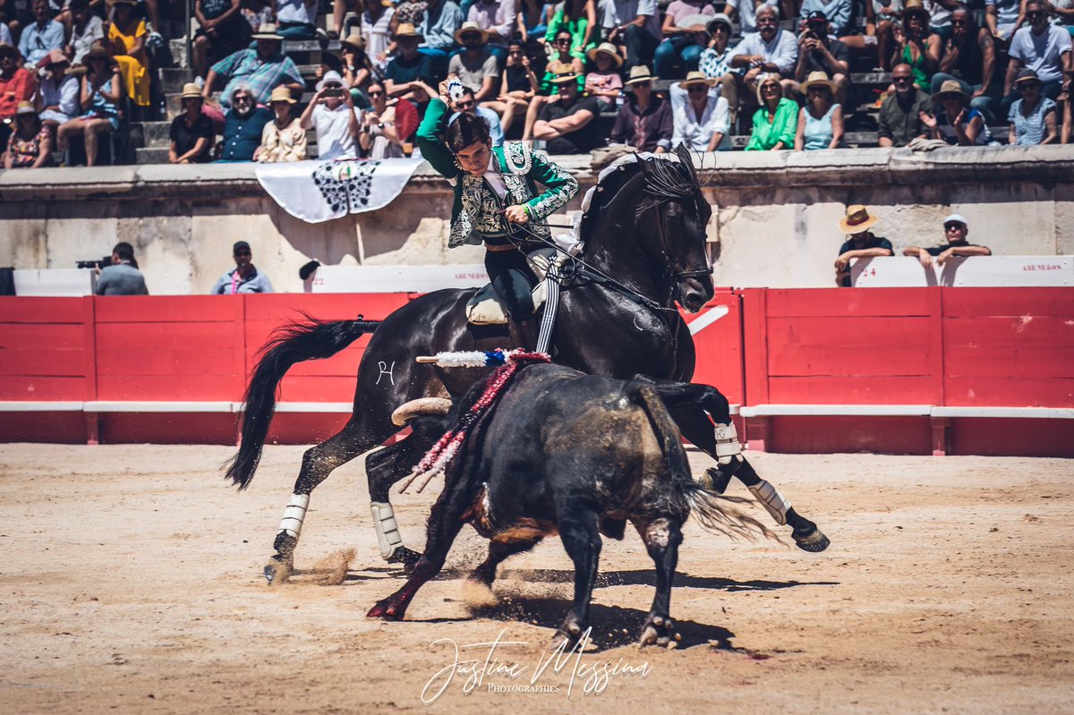 #Nîmes 🇫🇷 4️⃣ | Oreja para @guillerhermoso pasea un trofeo del cuarto de la tarde de Fermin Bohórquez, palmas en arrastre.

📸 <a href="/Justine_Messina/">Justine Messina</a>