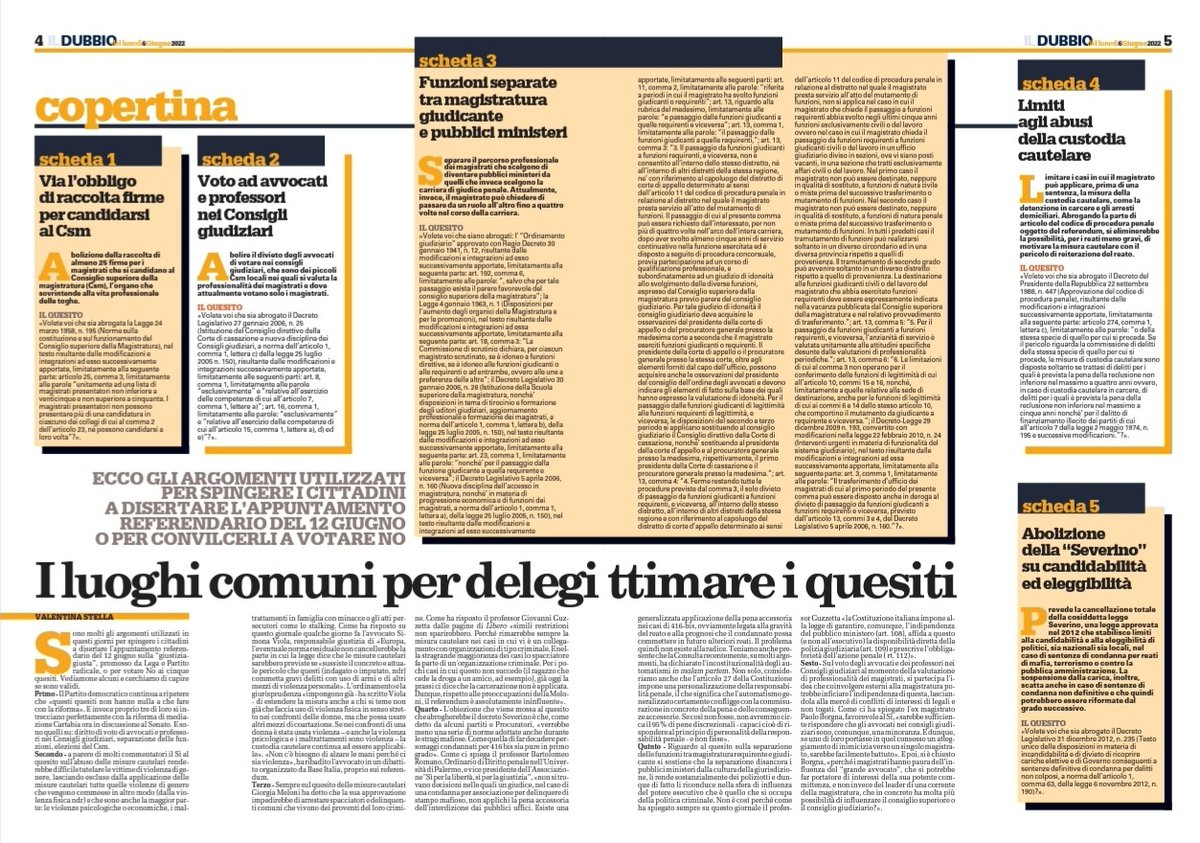 Su <a href="/ildubbionews/">Il Dubbio</a> di oggi ottimo articolo di <a href="/ValeAngeStella/">Valentina Stella</a> sui #referendum sulla #giustizia con un mio piccolo contributo que Vice Presidente <a href="/comitato_SI/">Comitato SI per la Libertà, SI per la Giustizia</a> (unsiperlagiustizia.it.).

lnkd.in/efqmmhjy

#ANM
#CSM
#Diritto
#lawyer