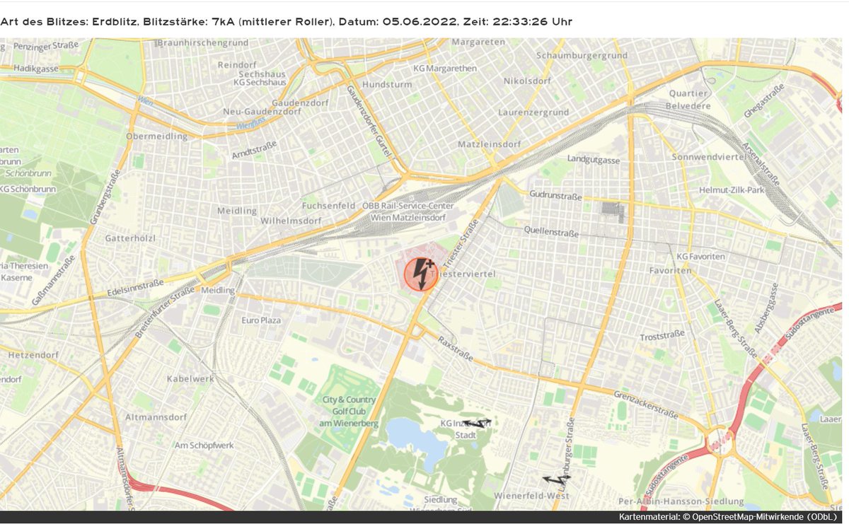 WWien10's tweet photo. Einen #Erdblitz hatte es auch in der Nähe der #Wetterstation in #Favoriten gegeben. Bei den restlichen Blitzen handelte es sich meist um #Wolkenblitze. https://t.co/VuB8Lisbga