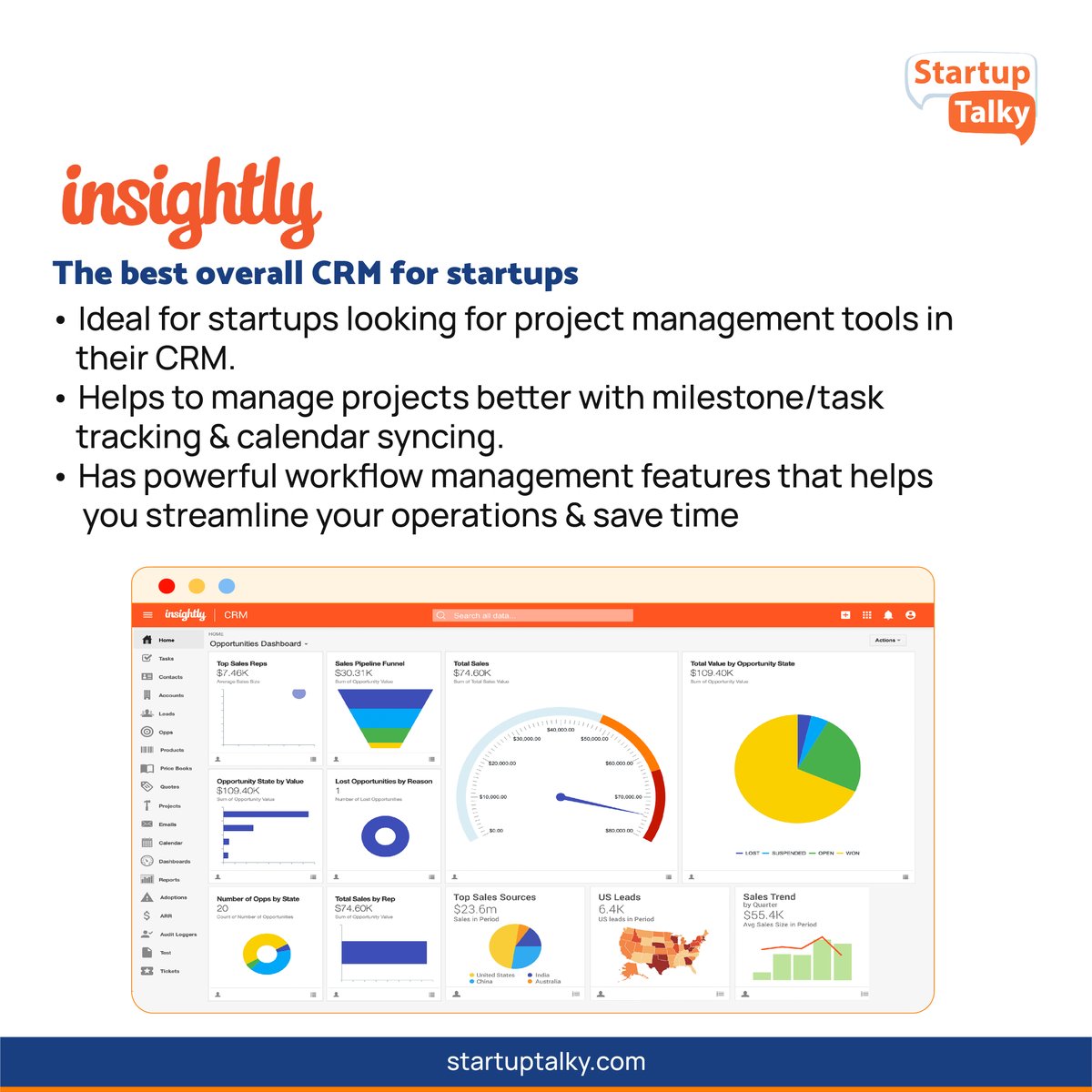 startuptalky's tweet image. What are some other CRMs you would want to refer to fellow startup owners? 

Comment answers below. 📲

#crm #crmsoftwares #crmsoftware #crmsolution #bestcrm #hubspot #zoho #insightly #startuptalky #startupindia #startuptips