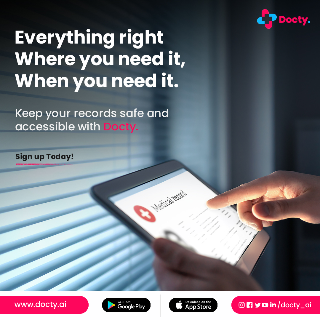 docty_ai's tweet photo. Your #medicalrecords are a vital component to ensure you get the best #healthcare. So, it’s important to keep them safe and accessible.
Use #Docty to never lose track of your #health records again.
Sign up now: https://t.co/hC4voMl5Yc
#electronicmedicalrecords #erecords https://t.co/WmKY0pVhu3