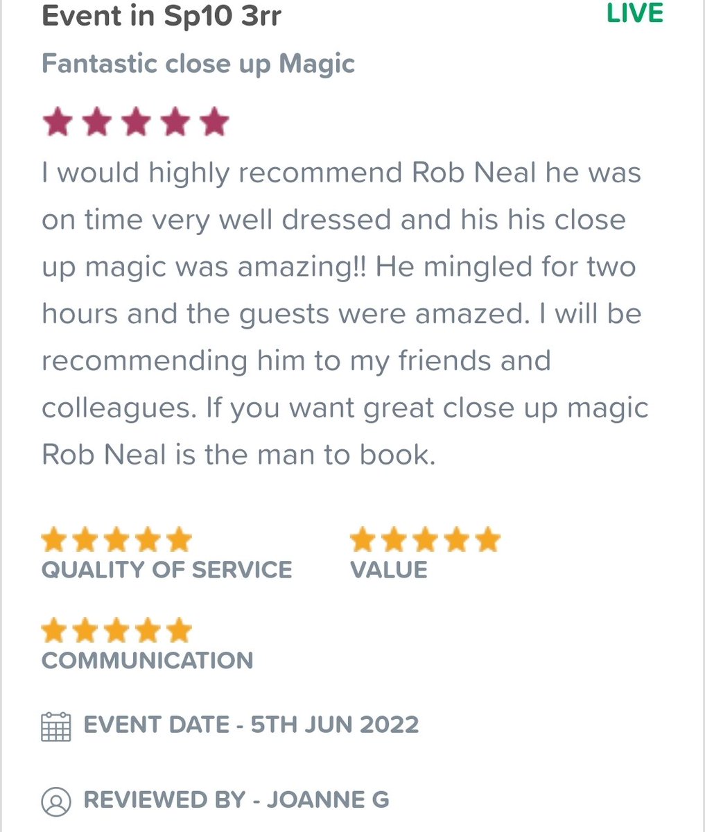 ROBNEALshowman's tweet photo. So very lucky to have these reviews, it never gets tiresome doing magic, meeting new people and seeing new reactions time and time again is brilliant! ♣️♥️♠️♦️ https://t.co/EBRUxqxtjG