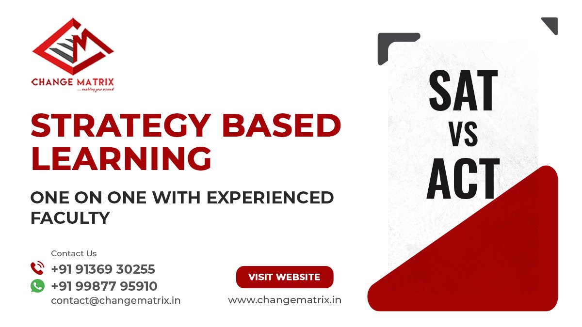 matrix_change's tweet image. SAT v/s ACT

Strategy based learning - one on one with experienced faculty

Visit our website now: changematrix.in

#sat #satlearning #sattutoring #SATTraining #SATpractice #sattutor #sattutors #satvsact #act #satact #mathtutoring #mathisfun #changematrix