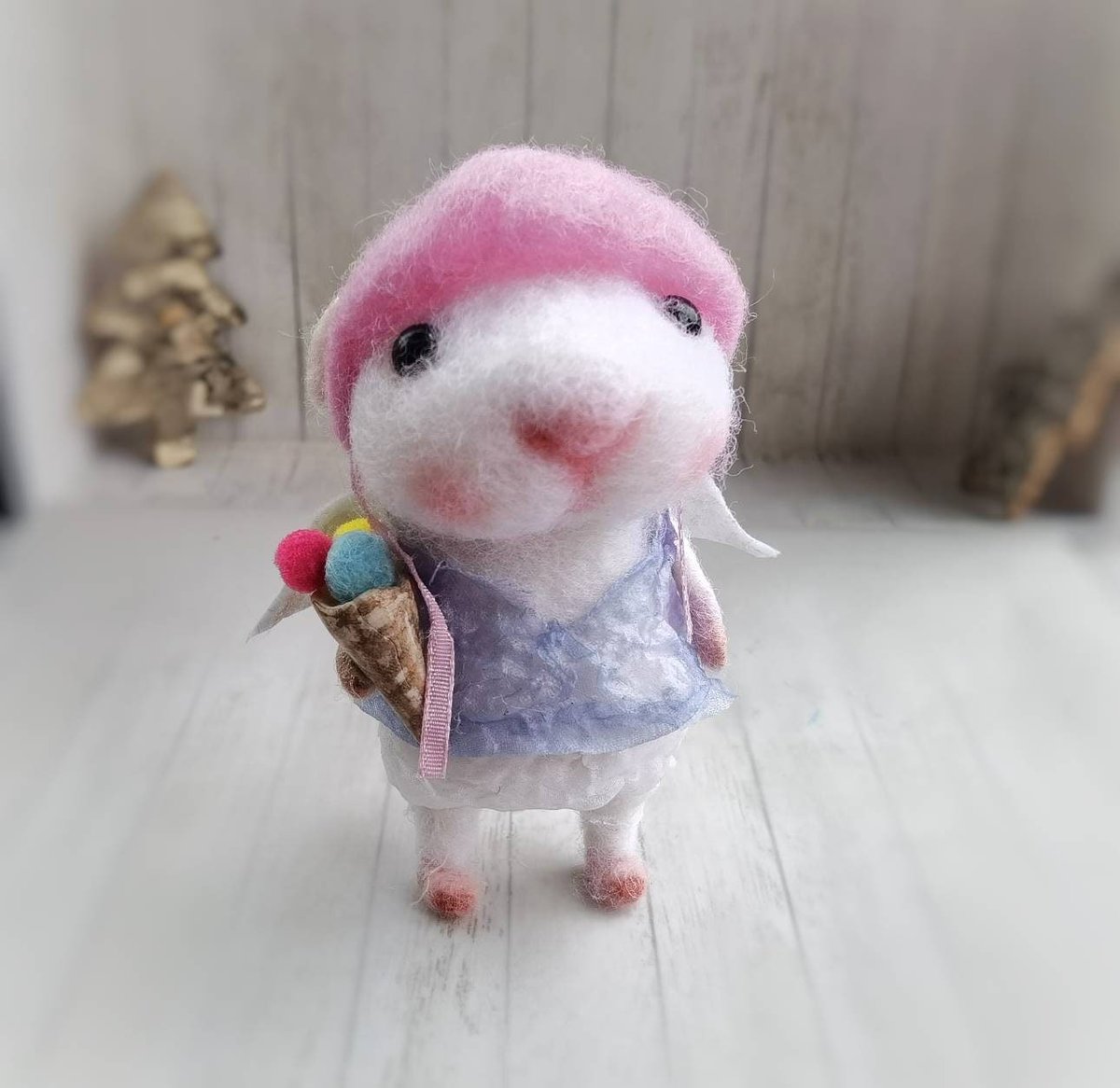 TValevski's tweet photo. Excited to share the latest addition to my #etsy shop: Needle felted mouse angel Birthday gifts white mice doll presents animal Room decoration Wool art Felt gifts Summer decoration ice cream #needlefeltmouse #needlefeltedanimal #whitemouse https://t.co/eDC6DgB35T https://t.co/XST04ksap2