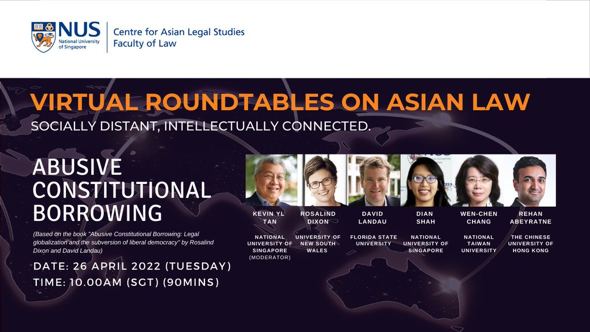CALS_NUS's tweet image. Missed out on the most recent Virtual Roundtables on “Abusive Constitutional Borrowing” and “Constitutional Processes and Democratic Commitment”? Catch up on the recordings &amp;amp; other Roundtables on the CALS Youtube Channel here! bit.ly/CALSVR 

#VirtualRoundtables #Asian