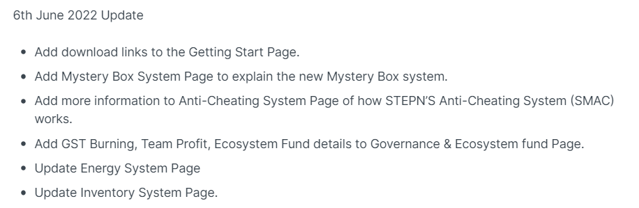 🔥🔥🔥#STEPN Today update🔥🔥🔥
Let's peel the Whitepaper changelog (updated just today June 6th). At the end, I will also add some 💥extra-additions. 

2⃣5⃣ tweets. Please click on the last tweet if it's incomplete to UNVEIL. 

<a href="/Stepnofficial/">STEPN GO</a>