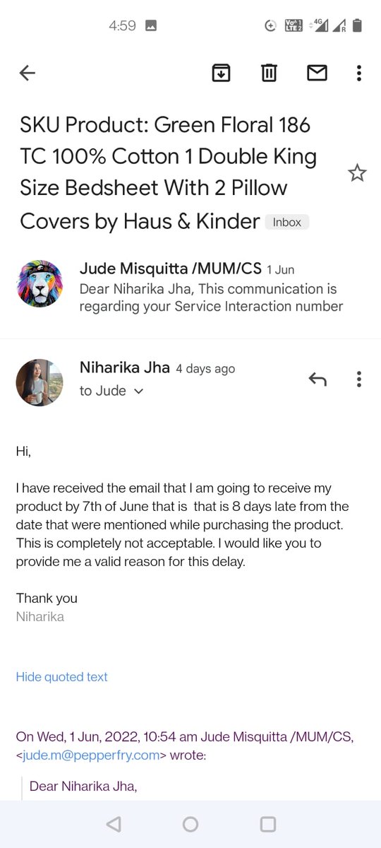 accidental__Dev's tweet photo. What a pathetic service @Pepperfry. My wife is trying to reach customer support for her order 308113915 from more than a week and not getting appropriate response. https://t.co/0Bs4mY7g5K