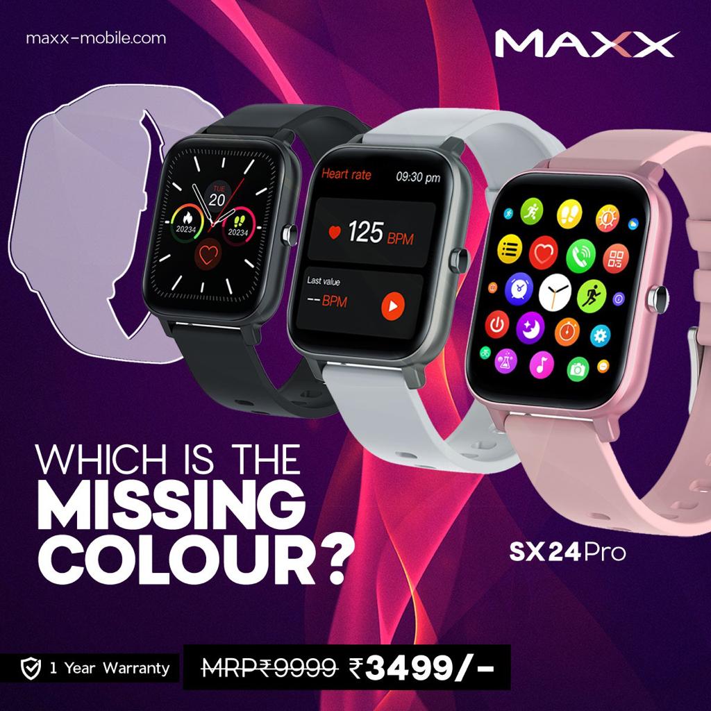 How well do you know the new colors of the Maxx SX24 Pro? We put you to the test! What color is missing in this picture?
 
#smartwatch #smartwatchsleepmonitor #smartwatches #smartwatchalert #smartwatchclassy #smartwatchandroid #smartwatchbluetooth