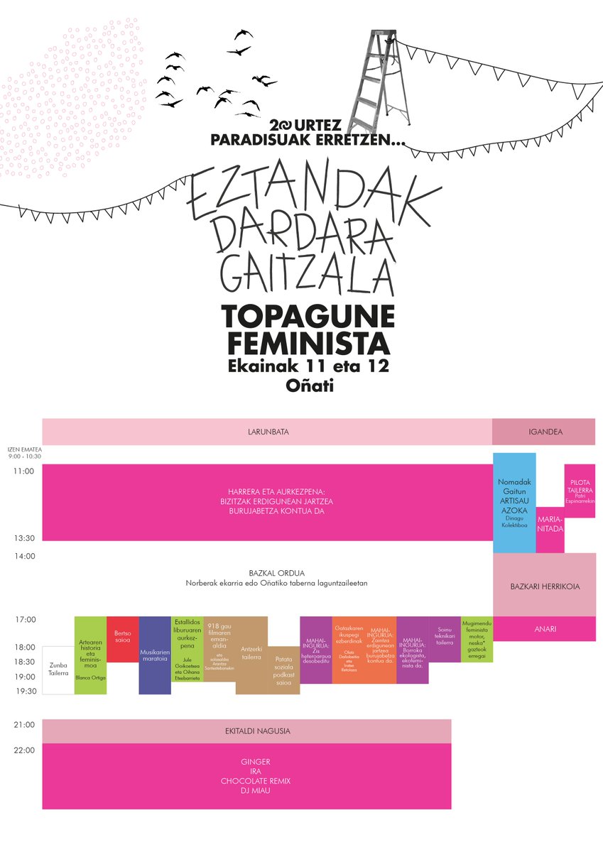 #TopaguneFeminista

💜💜💜💜💜
5 egun geratzen dira 
Oñatin elkartzeko!

Orduz orduko
EGITARAUA OSORIK 👇