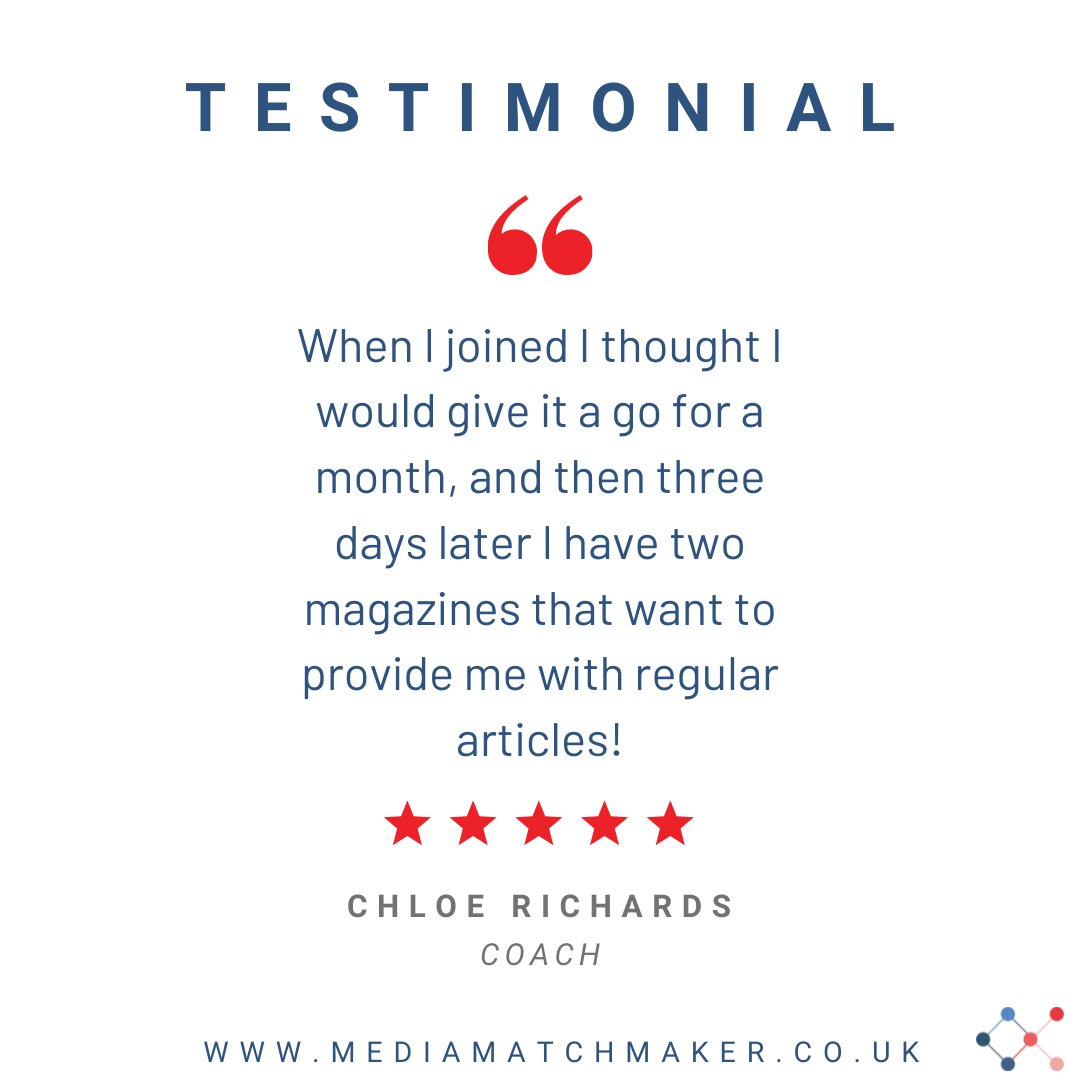 MediaMatchMaker's tweet photo. It's always daunting signing up to something new. However, after receiving a regular spot in two magazines so quickly, our client was more than impressed with our service.

#PRtips #publicity #sme #smallbusiness #media #marketing #successstories #mediamatchmaker #marketingtips https://t.co/5YQAbk2J3A