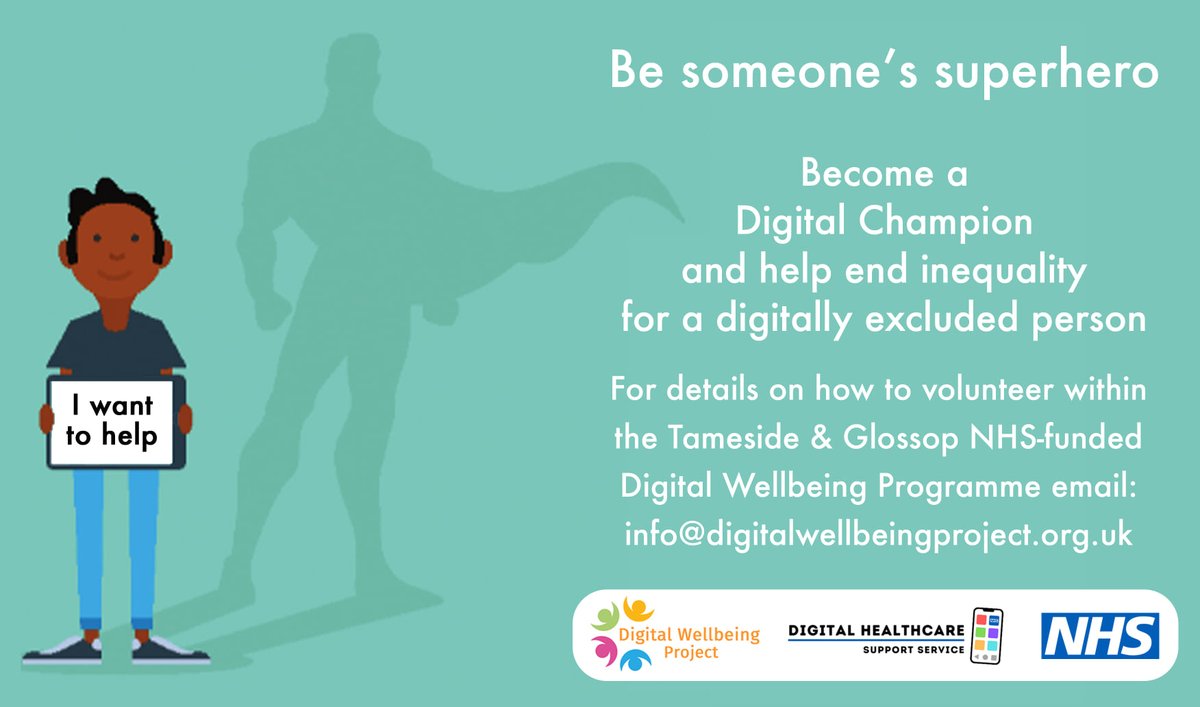 Help us #FixTheDigitalDivide  Be someone's superhero

#MonthOfCommunity #VolunteersWeek #FixTheDigitalDivide #volunteer #Tameside #Glossop