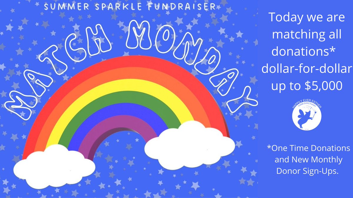 HEEFS_'s tweet photo. It's Match Monday!
Today, all donations to our Summer Sparkle Fundraiser will be matched up to $5,000. Help us ensure that everything on our list of projects gets a big sparkly check mark this year! There's no better time to donate: https://t.co/Z4TBagz6pj https://t.co/pzE3DgWPUo
