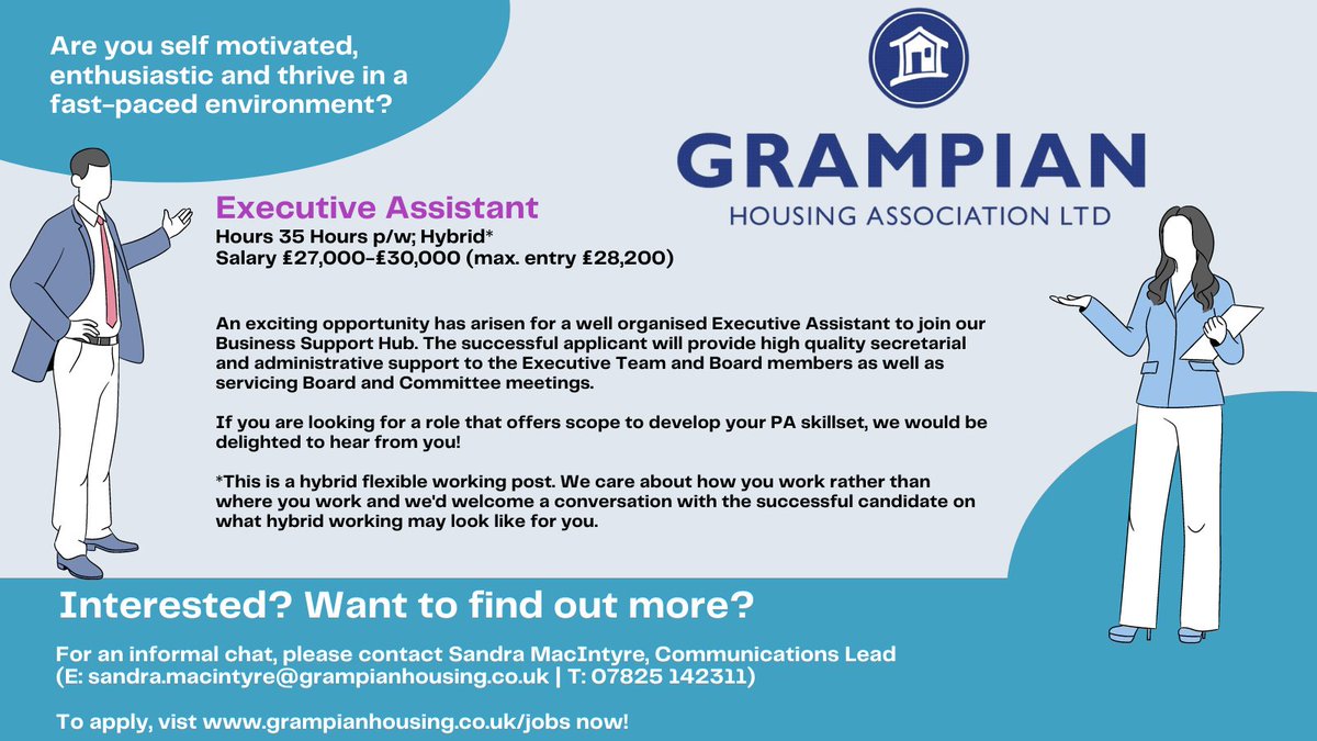 GREC (Grampian Regional #Equality Council) (@grampianrec) on Twitter photo The Grampian Housing Association <a href="/GrampianHA/">Grampian HA</a> is looking for an Executive Assistant to join their Business Support Hub.
Visit bit.ly/3Q0mG1f for more information and to apply. The Grampian Housing Association <a href="/GrampianHA/">Grampian HA</a> is looking for an Executive Assistant to join their Business Support Hub.
Visit bit.ly/3Q0mG1f for more information and to apply.